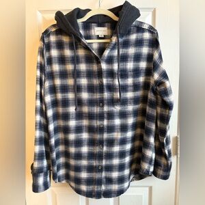 American Eagle Hooded Flannel Shirt, Size Small